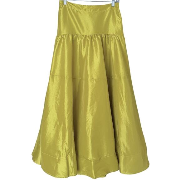 Free People Emory Drop-Waist Midi Skirt Women's Small Lentil Nylon Tiered NEW - Picture 4 of 7
